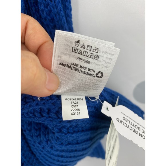 Style & Co NWT Solid Ribbed Muffler Extra Long Recycled Wrap Scarf Blue OS New - Picture 9 of 10